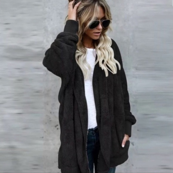 ⚡️✨NWT Trendy Black sherpa teddy bear coat jacket - Picture 5 of 8